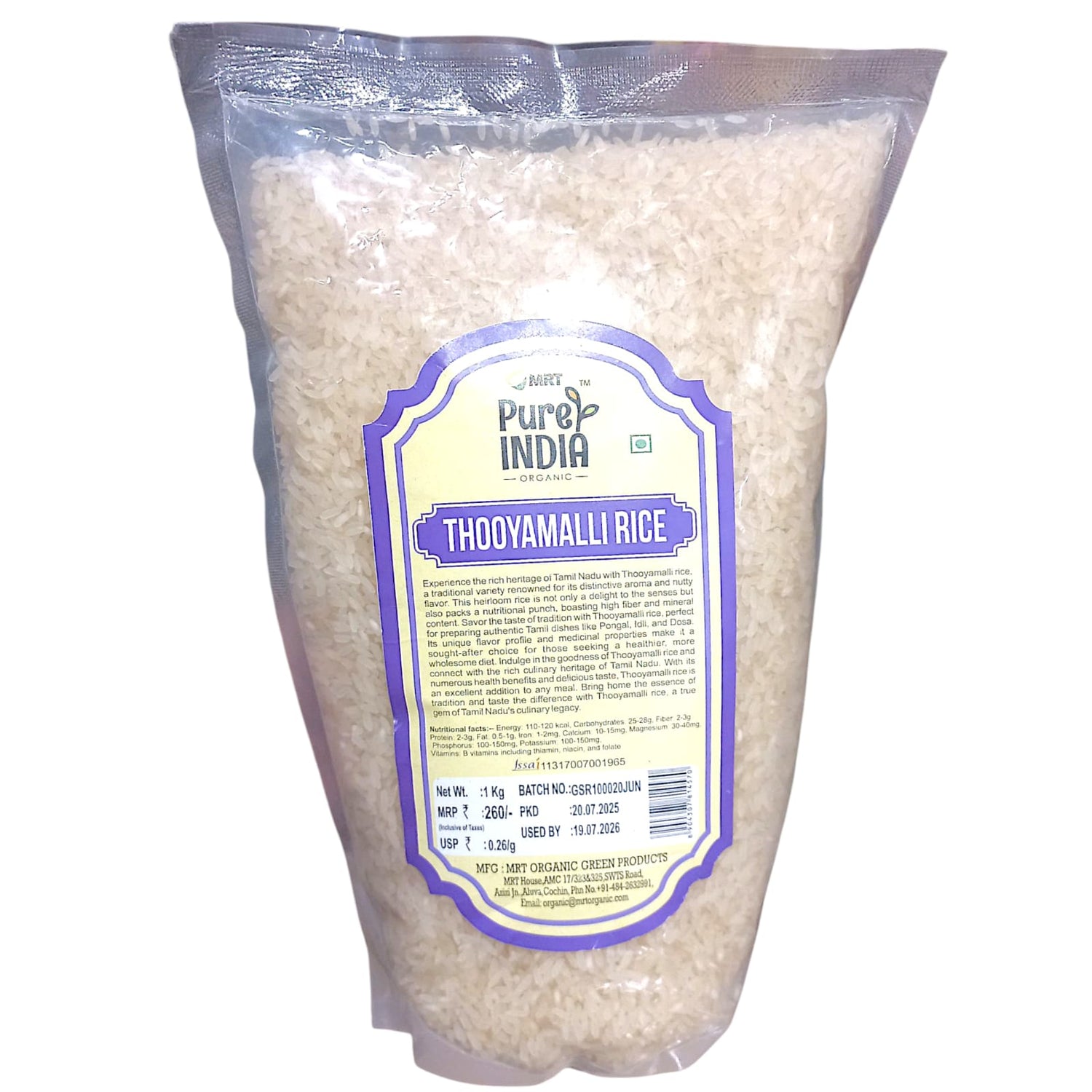 Rice | Thooyamalli Rice - Mrt Organic - 1000gm