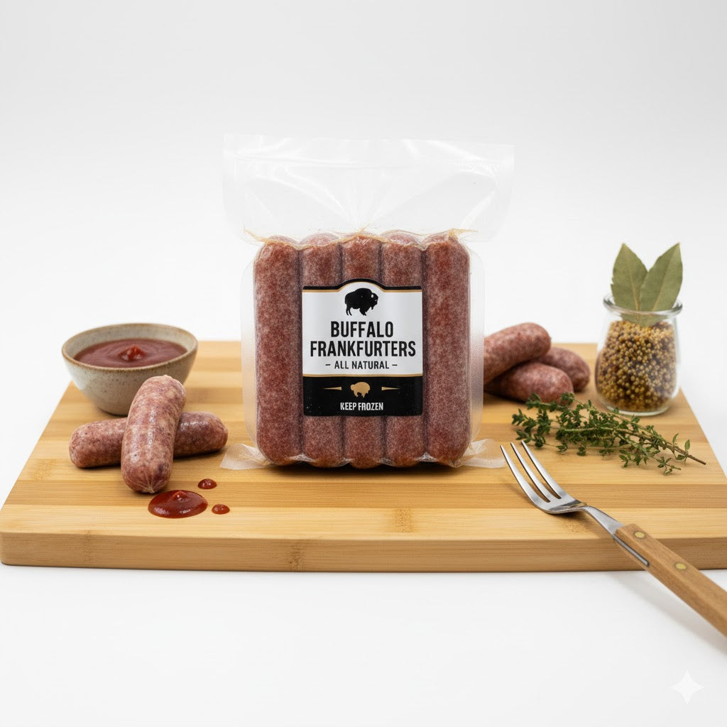 Buffalo Frankfurters - Frozen - No Antibiotics And Hormone Free – No Fillers, No Gums, No Nitrates & Binder Using Fat Only - 350gm