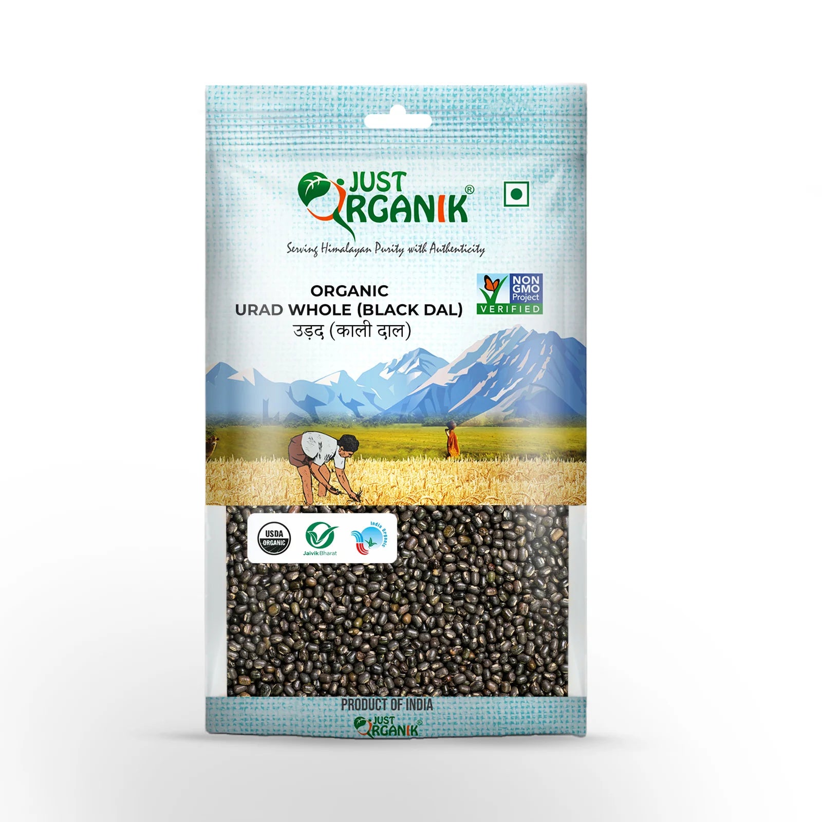 Urad Whole | (Black Dal) – USDA Organic – Just Organik – 500gm