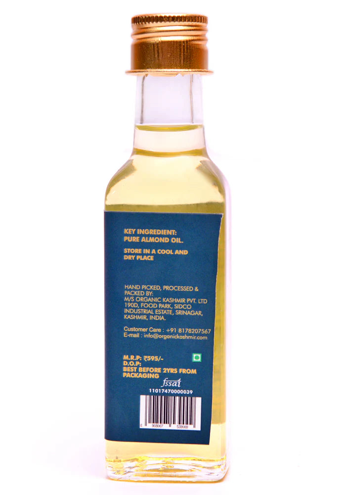 Almond Oil | kashmiri Mamra Almond Wood Pressed Oil - Edible - Non Ultra Filtered - High In Vitamins, Minerals And Essential Fatty Acids - Organic Kashmir - 100ml