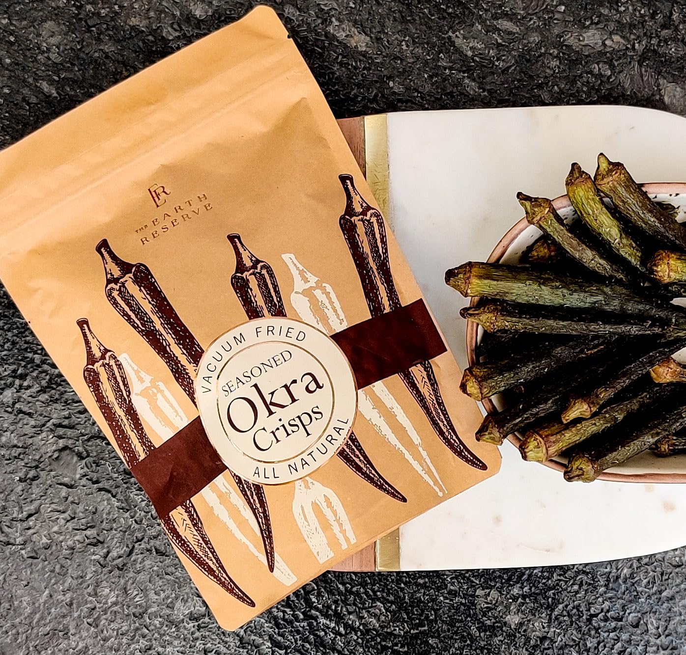 Okra Crisps | (Vacuum Fried) - Seasoned - All Natural - No Added Colour, Flavour & Preservative - The Earth Reserves - 50gm