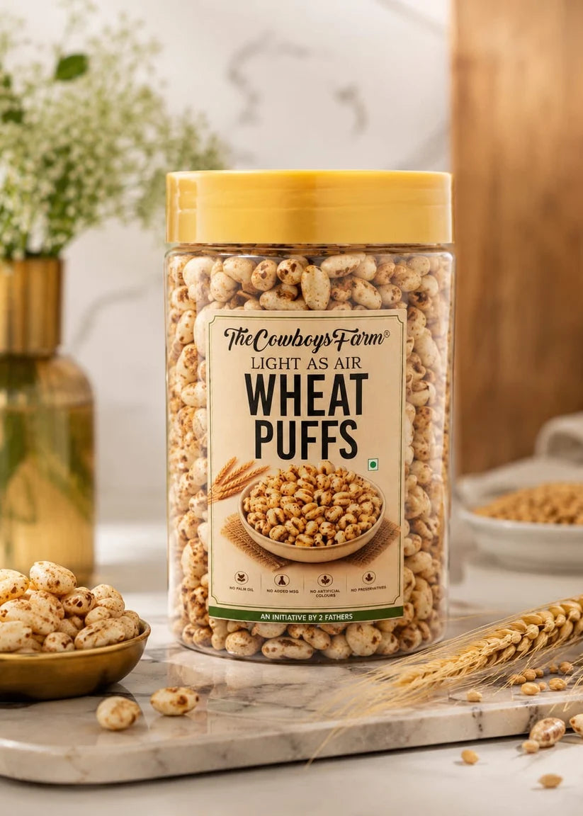 Wheat Puffs (Light & Crunchy) – No Palm Oil ,No Preservative Free & Chemical Free – The Cow Boys Farm – 90 gm