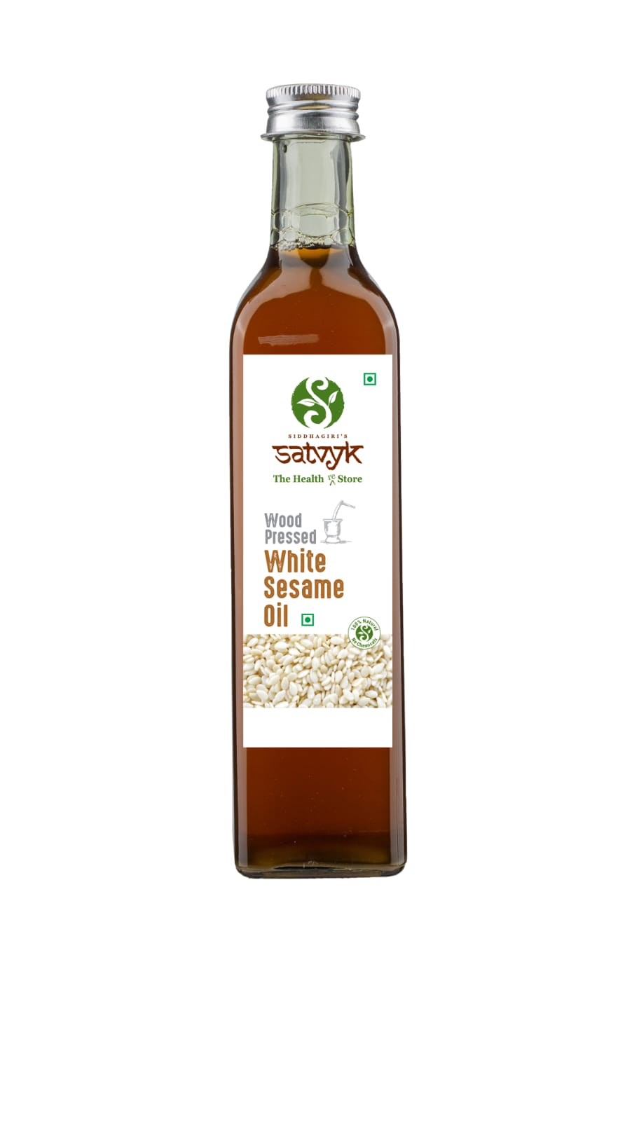 Sesame Oil | White Sesame Oil - Organic - Wood Pressed Oil – No Added Chemicals & No Added Artificial Preservatives – Satvyk – 500ml