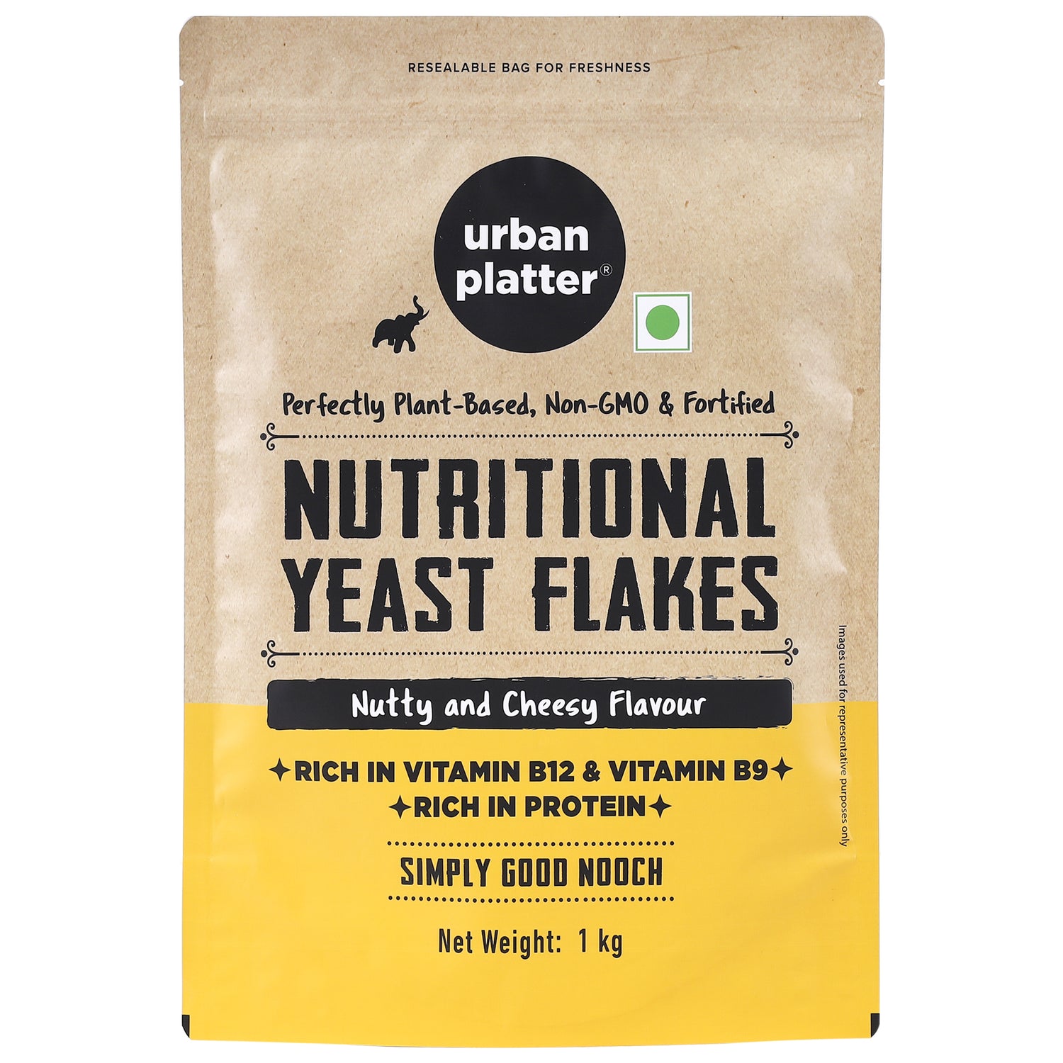 Yeast Flakes | Nutritional Yeast Flakes – Nutty And Cheesy Flavour – Perfectly Plant Based, Non GMO & Fortified – Organic – Vegan, Gluten Free, High In Vitamin B12, Vitamin B9 & High In Protein – Urban Platter – 1000gm