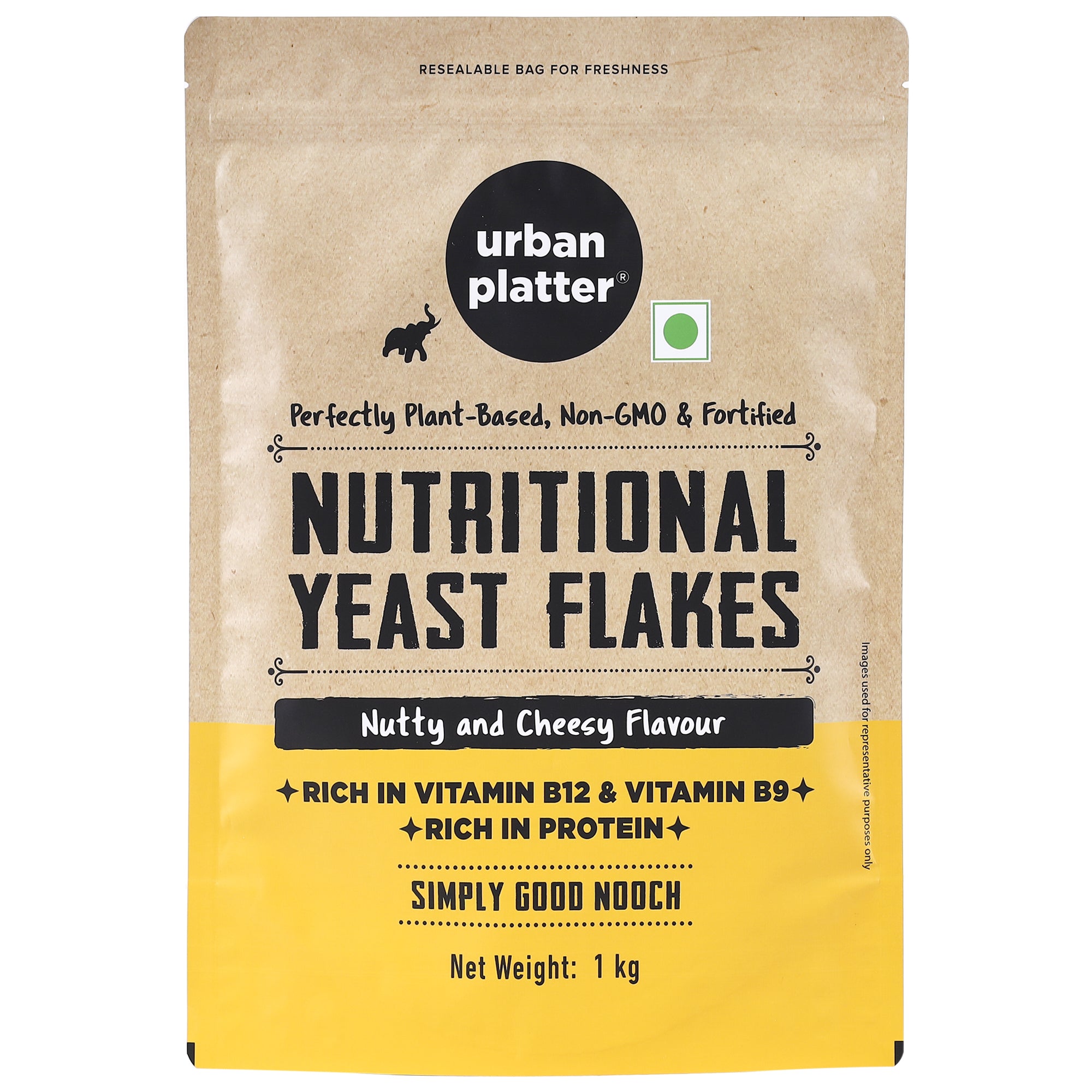 Yeast Flakes | Nutritional Yeast Flakes – Nutty And Cheesy Flavour – Perfectly Plant Based, Non GMO & Fortified – Organic – Vegan, Gluten Free, High In Vitamin B12, Vitamin B9 & High In Protein – Urban Platter – 1000gm