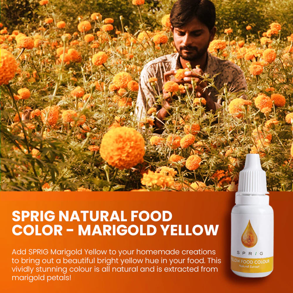 Natural Extracts for Colouring Food and Beverage - Marigold Yellow - Sprig - 15ml