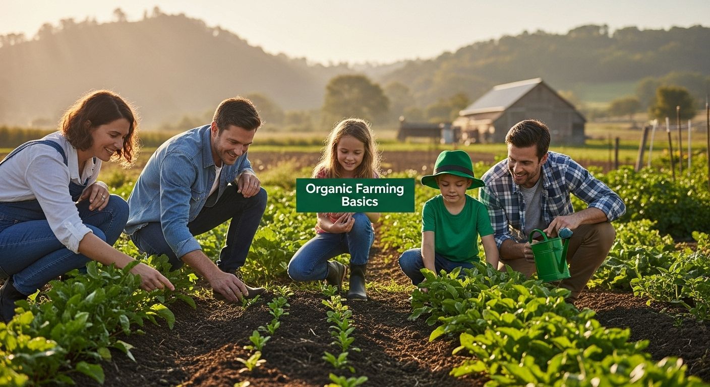 organic farm family sunrise