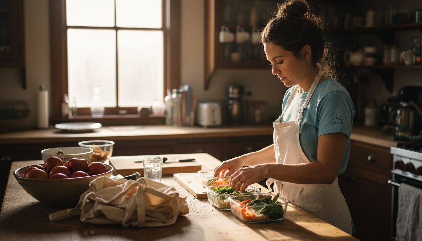 Home cook prepping healthy meals in kitchen