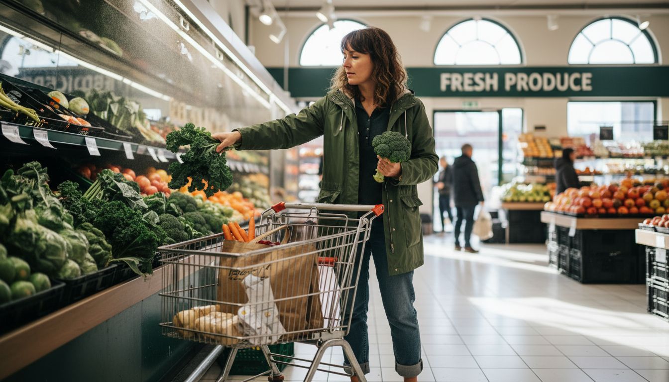 Woman selecting fresh vegetables at market