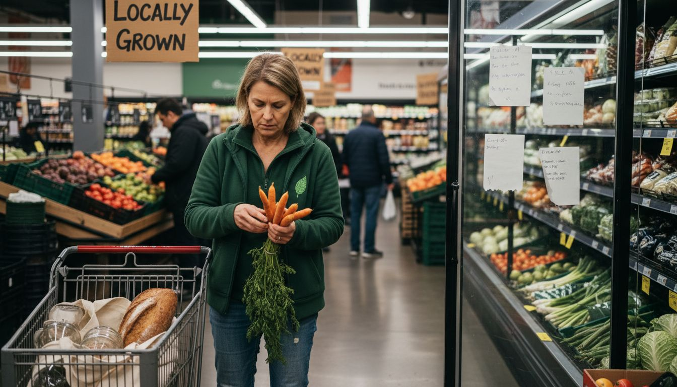 Woman choosing eco-friendly produce