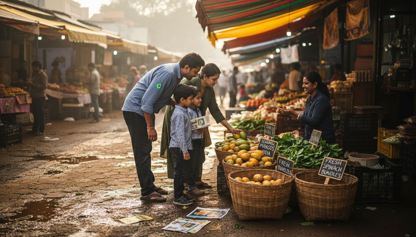 Family shopping at Delhi NCR farmers market