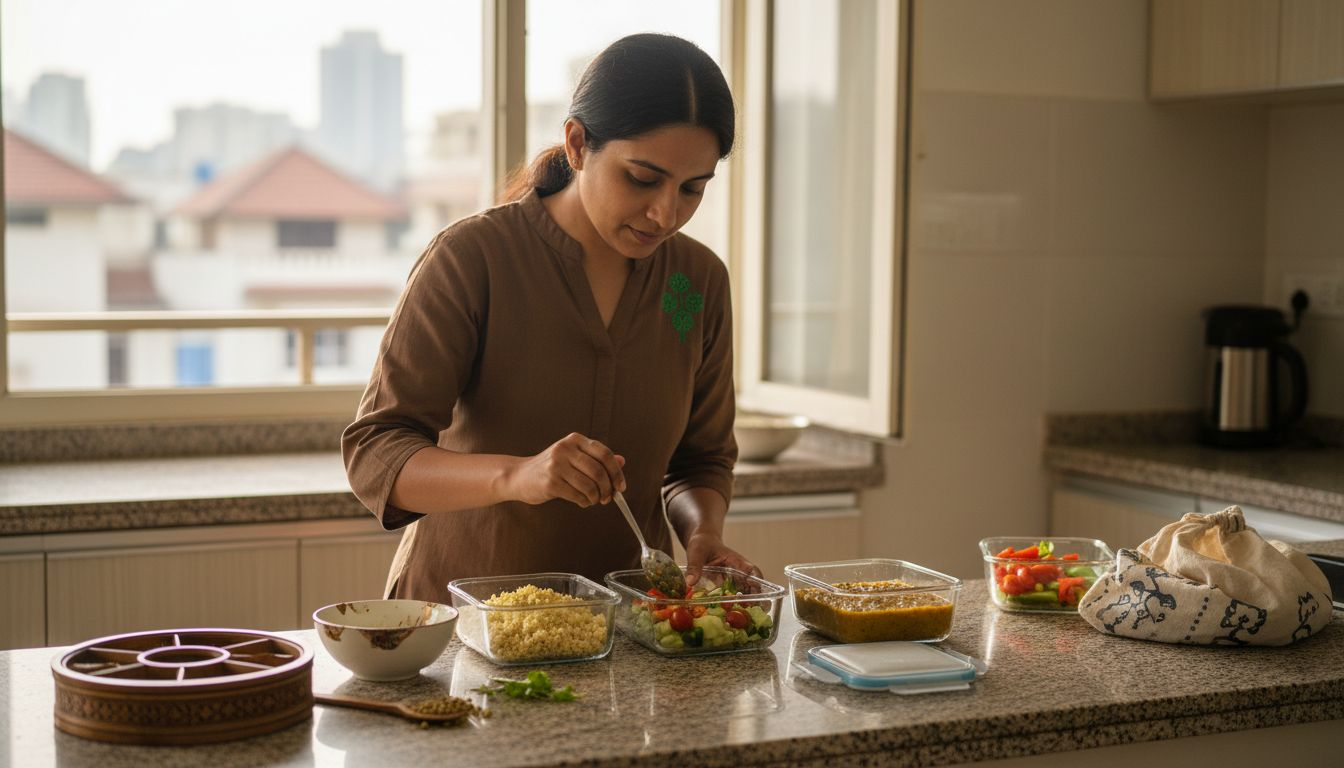 Indian woman preps organic gluten-free meals