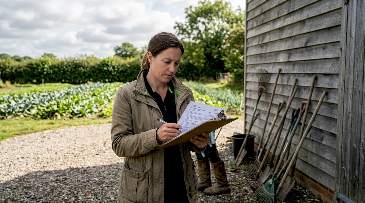 USDA inspector reviewing organic farm documentation