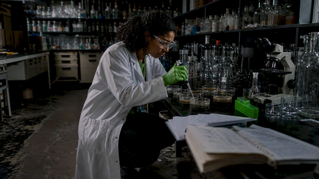 Female scientist pipetting probiotic samples in lab