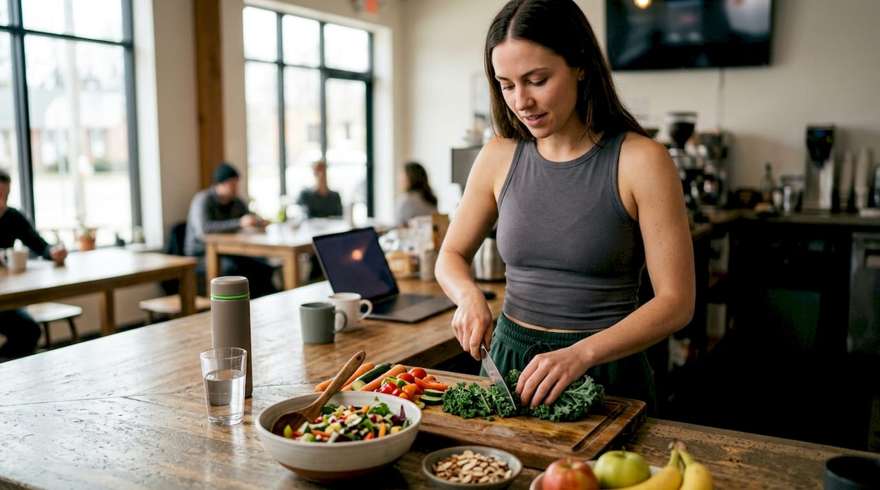 Woman preparing meal for intermittent fasting