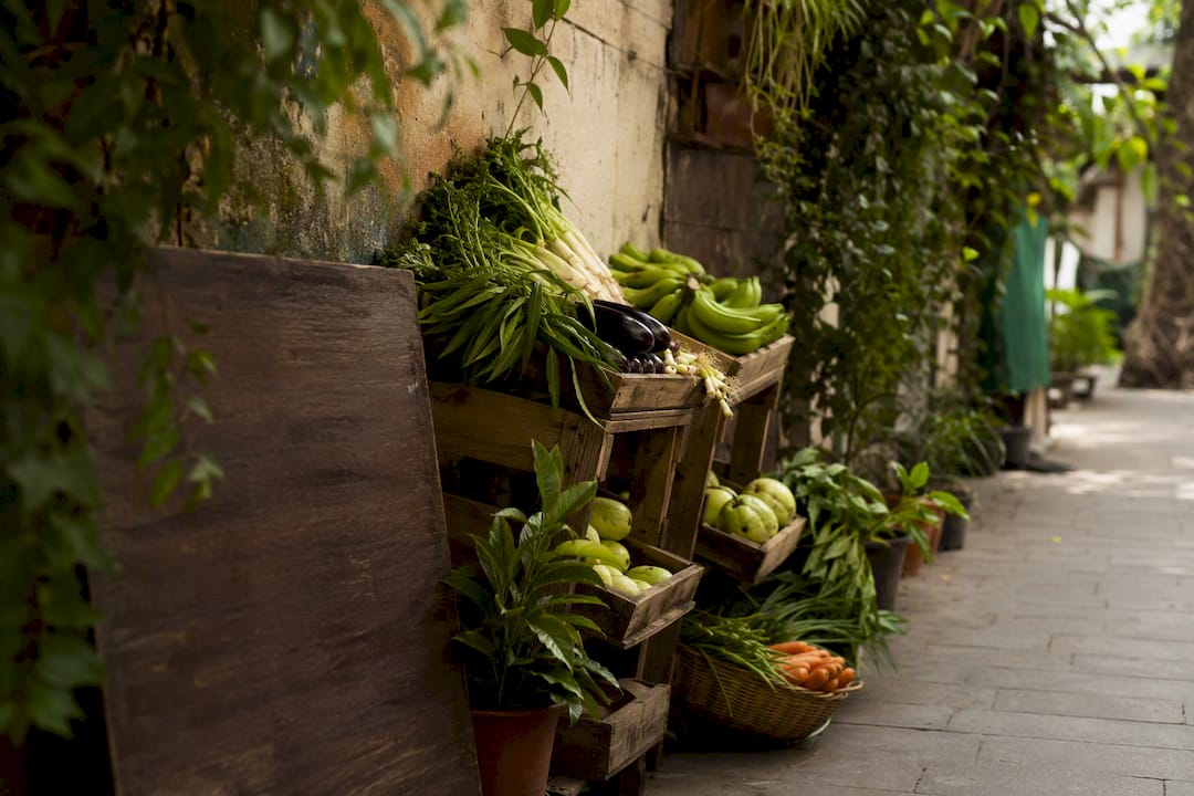 Entrance of local organic health food store