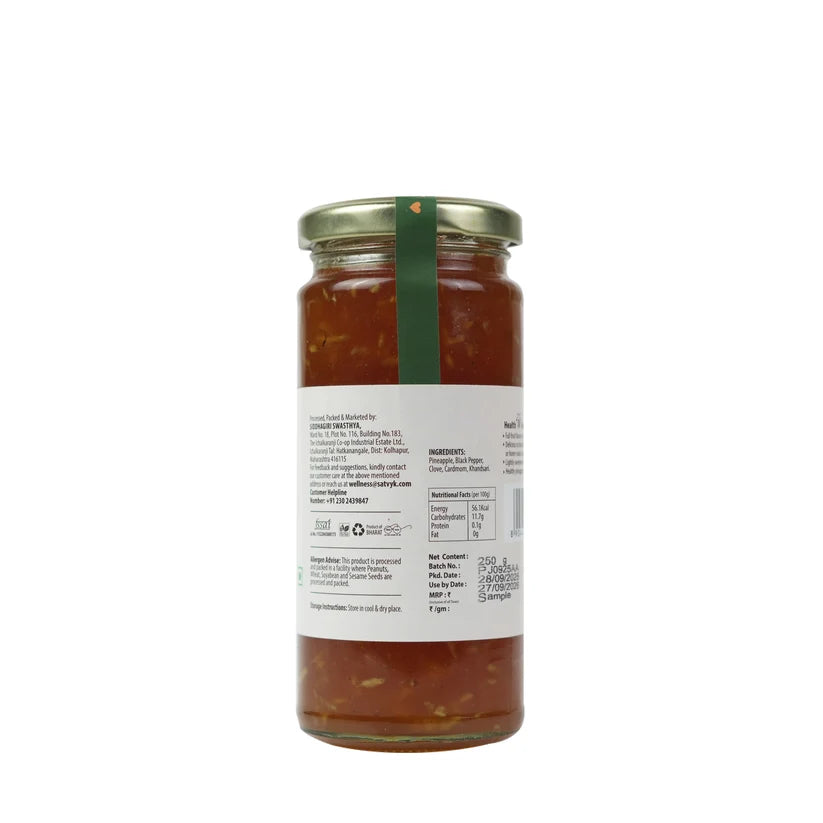 Jam | Pineapple Jam - Real Fruit Spread - No Artificial Colour or Preservatives - Tropical Flavour for Kids- No Artificial Colours - Satvyk - 250gm