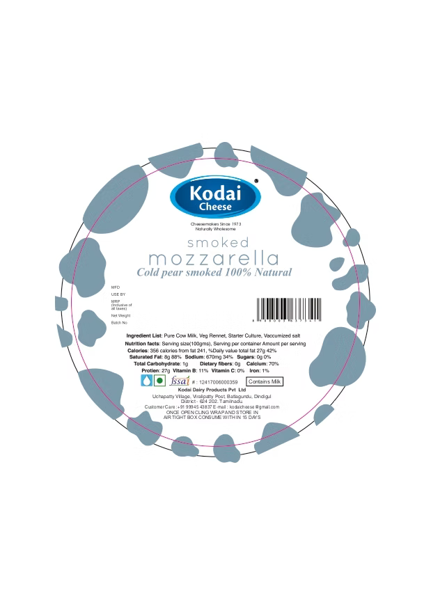 Mozzarella Cheese | Smoked - Cold Pear Smoked - Natural – Pasteurized - Kodai – 200gm