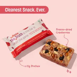 Protein Bar | Cranberry Raisin (12g Protein Bar)-No Added Sugar, No Added Flavour &amp; No Preservatives – The Whole Truth – 52gm