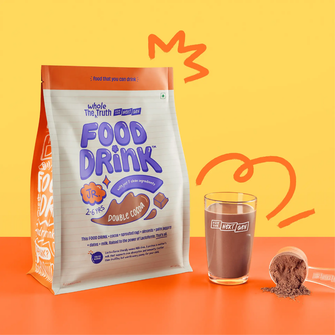 Food Drink Jr (Milk-mix for 2-6 yr Olds) – No Chemicals, Artificial &amp; Preservatives - The Whole Truth – 1000gm