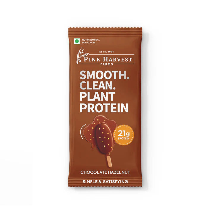 Chocolate Hazelnut - Smooth Clean Plant Protein- 21 g Protein- Vegan , Gluten Free - Supports Muscle Growth, Help Avoid Bloat- No Artificial Flavours &amp; Sweeteners, No Gums, No Chalkiness - Pink Harvest – 37 gm