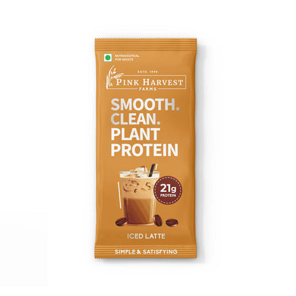 Iced Latte - 21 g Smooth Clean Plant Protein - Vegan , Gluten Free - Supports Muscle Growth, Help Avoid Bloat- No Artificial Flavours &amp; Sweeteners, No Gums, No Chalkiness - Pink Harvest – 37 gm
