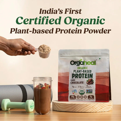 Protein Powder | Organic Plant-Based Protein Powder (Chocolate) - 28g Plant Protein -USDA Organic - Vegan, Gluten Free &amp; Dairy Free - Orgaheal - 980gm