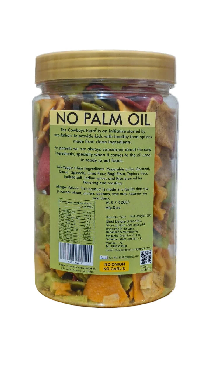 Chip | Assorted Veggie Chips- Gluten Free, No Onion, No Garlic, No Palm Oil &amp; No Added Preservatives - The Cow Boys Farm – 150gm
