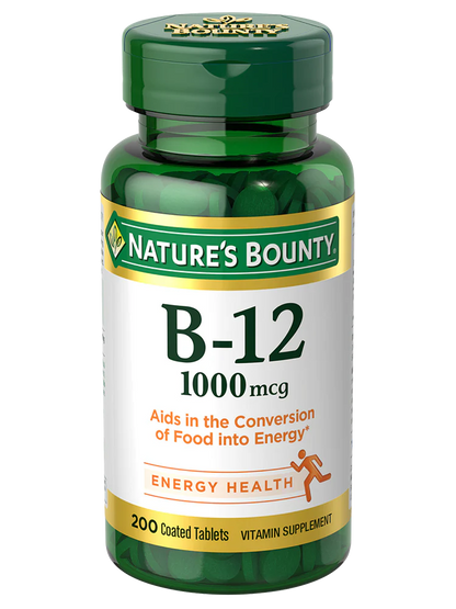 Vitamin B-12 | 1000mcg - Energy Health - Aids In The Conversion Of Food Into Energy - Gluten Free, No Artificial Flavor, Sugar Free, Dairy Free, No Soy &amp; Sodium Free - Nature&