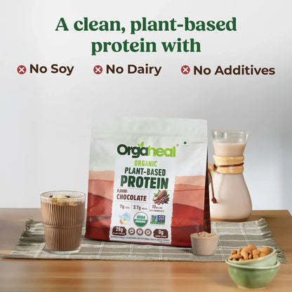 Protein Powder | Organic Plant-Based Protein Powder (Chocolate) - 28g Plant Protein -USDA Organic - Vegan, Gluten Free &amp; Dairy Free - Orgaheal - 980gm
