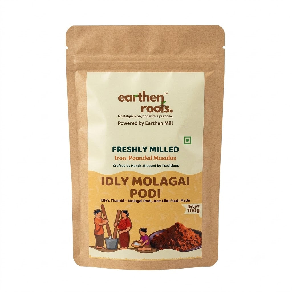 Podi | Curry Leaves Idly Podi - Iron Pounded Masala - Freshly Milled -  No Preservatives &amp; No Additive - Earthen Roots  - 100gm