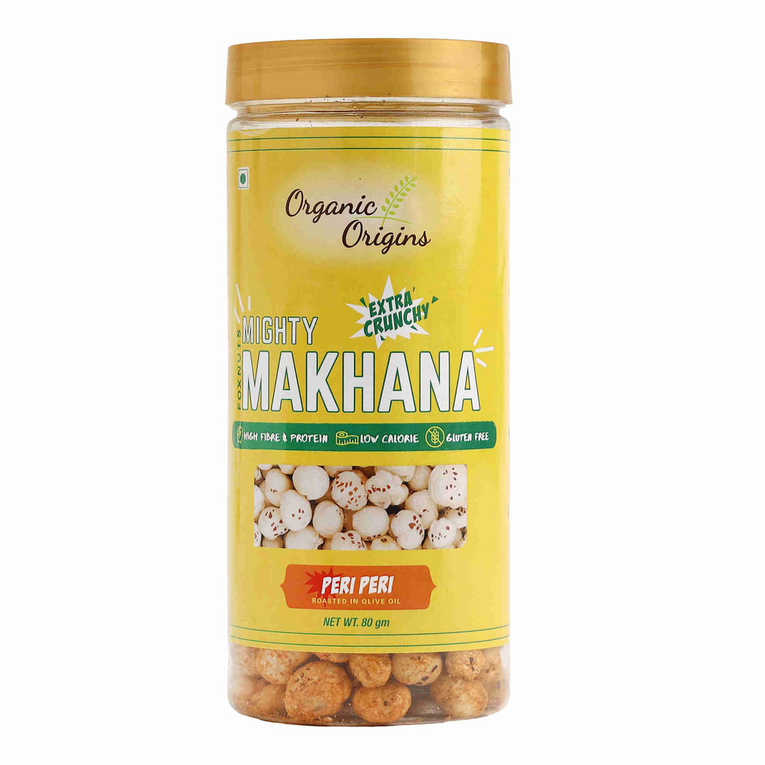 Makhana Peri-Peri - Gluten Free, High Protein, High Fibre &amp;amp; Low Calorie – Organic Origins - 80gm