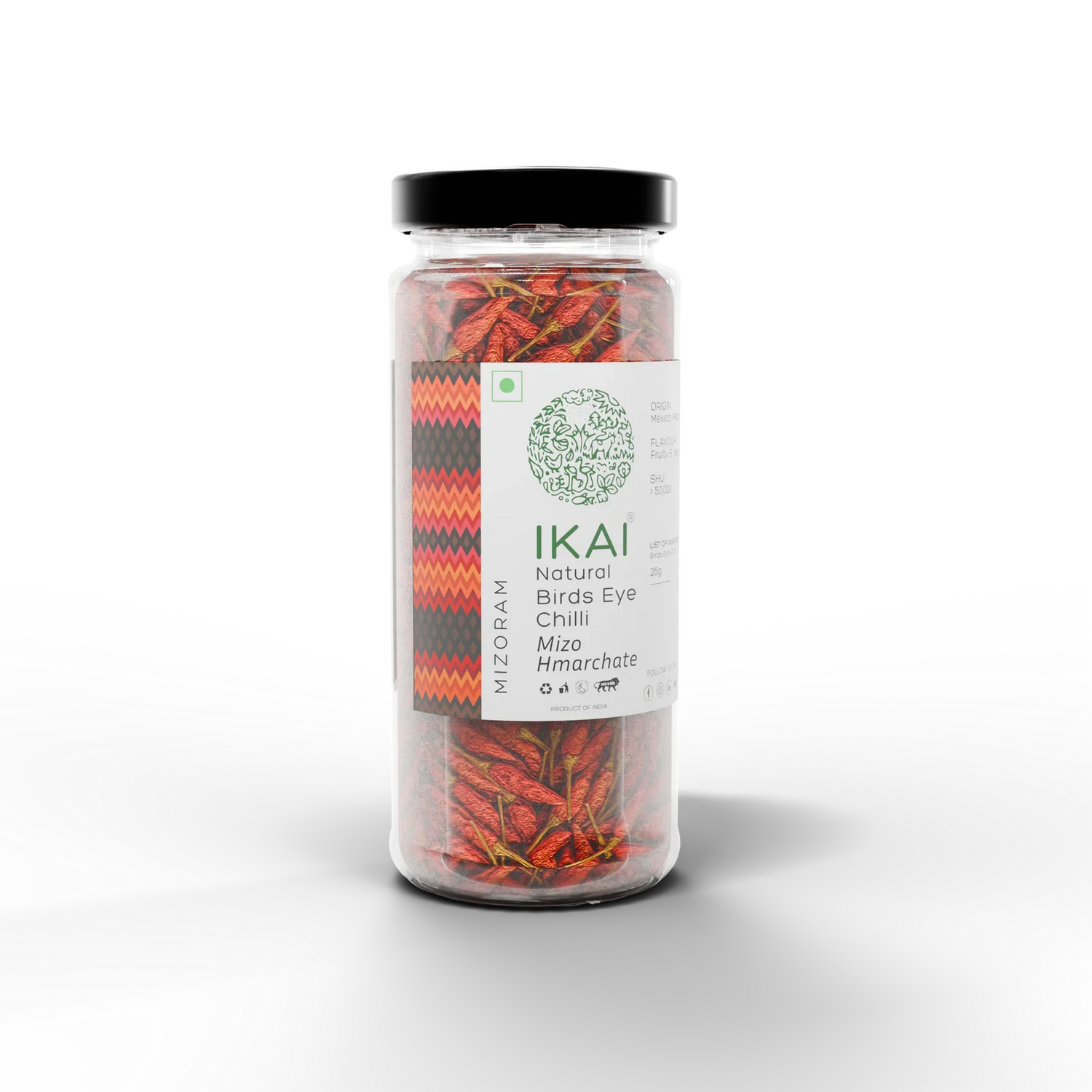King Chilli | Natural Bird’s Eye Chilli -Mizo Hmarchate -Regional Speciality-Mizoram , Exotic - No Preservatives- Ikai Organic – 25gm