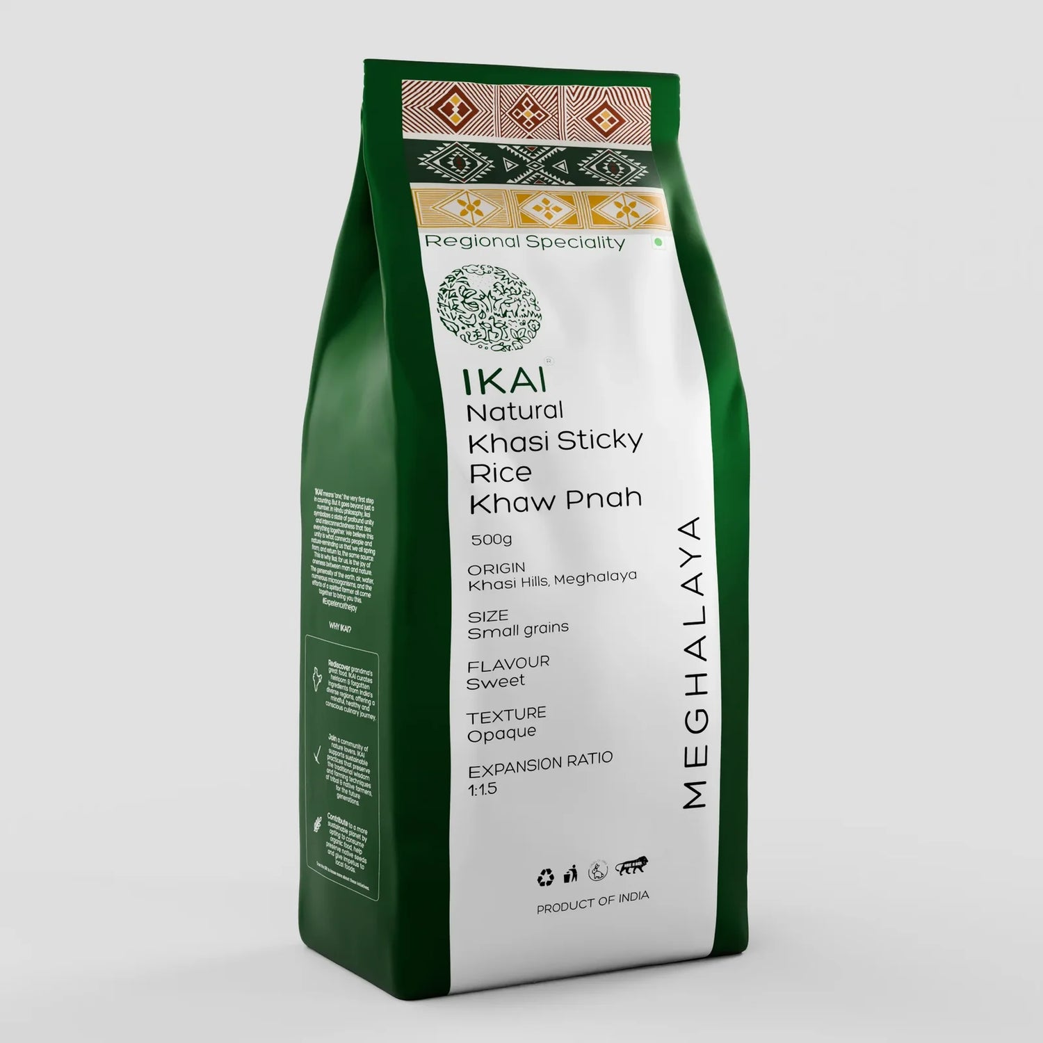 Rice | Natural Khasi Sticky Rice -Regional Specialty-Meghalaya- No Chemical Fertilisers or Pesticides, No preservatives-Ikai Organic - 500gm