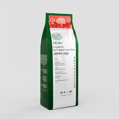 Rice | Ambemore Rice -Regional Specialty-Maharashtra -Gluten Free- No preservatives-Ikai Organic - 1000gm