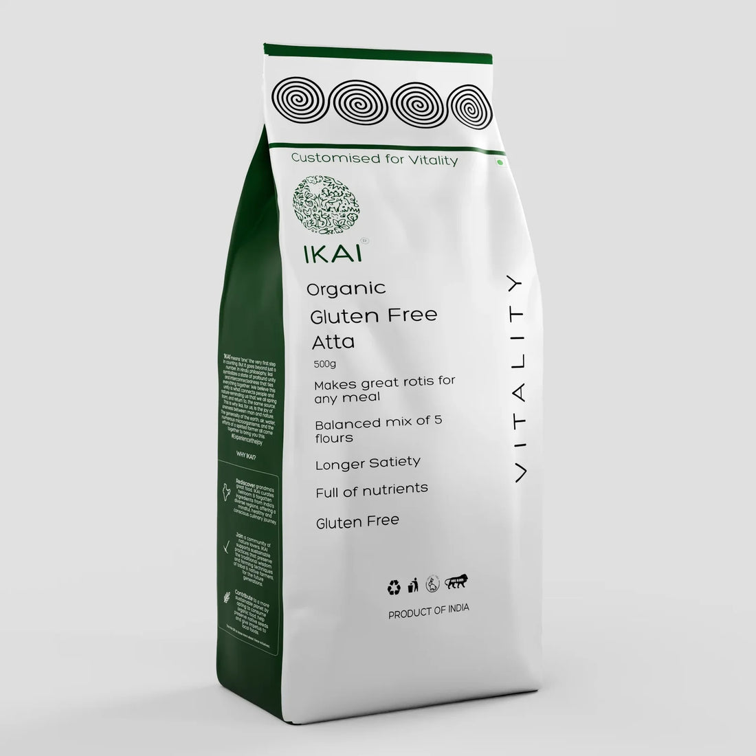 Flour | Organic Gluten Free Atta - Naturally Gluten Free ,Flour Mix - Customised for Vitality -No Preservatives- Ikai Organic – 500gm