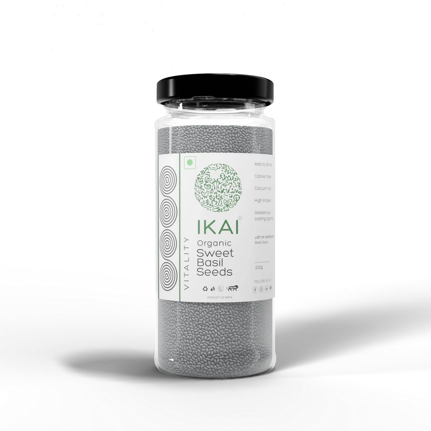 Seeds| Sweet Basil Seeds - Sabja - Customised for Vitality ( High Protein ) - Support Weight loss - No Preservatives- Ikai Organic – 100gm