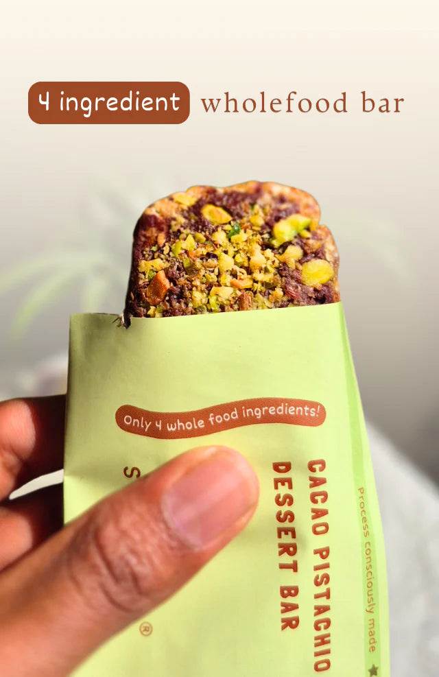 Bar | Cacao Pistachio Dessert Bar (Date Sweetened, 7g Protein) –Plant Based, Gluten Free,Vegan- No Preservatives,No Added Sugar, No Added Stabilizers – Safe Bee – 40gm