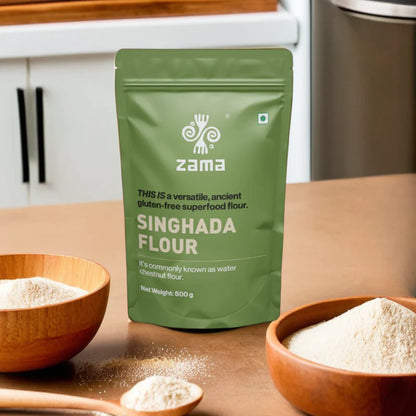 Flour | Singhada Flour  (Chestnut)- Gluten-Free  – Zama Organics – 1000gm