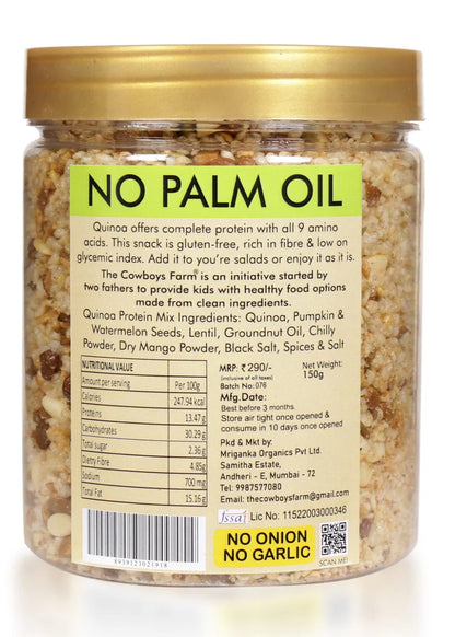 Quinoa Protein Mix (Made with gluten free ingredients)-No Palm Oil-No Onion And No Garlic- The Cowboys Farm-150gm