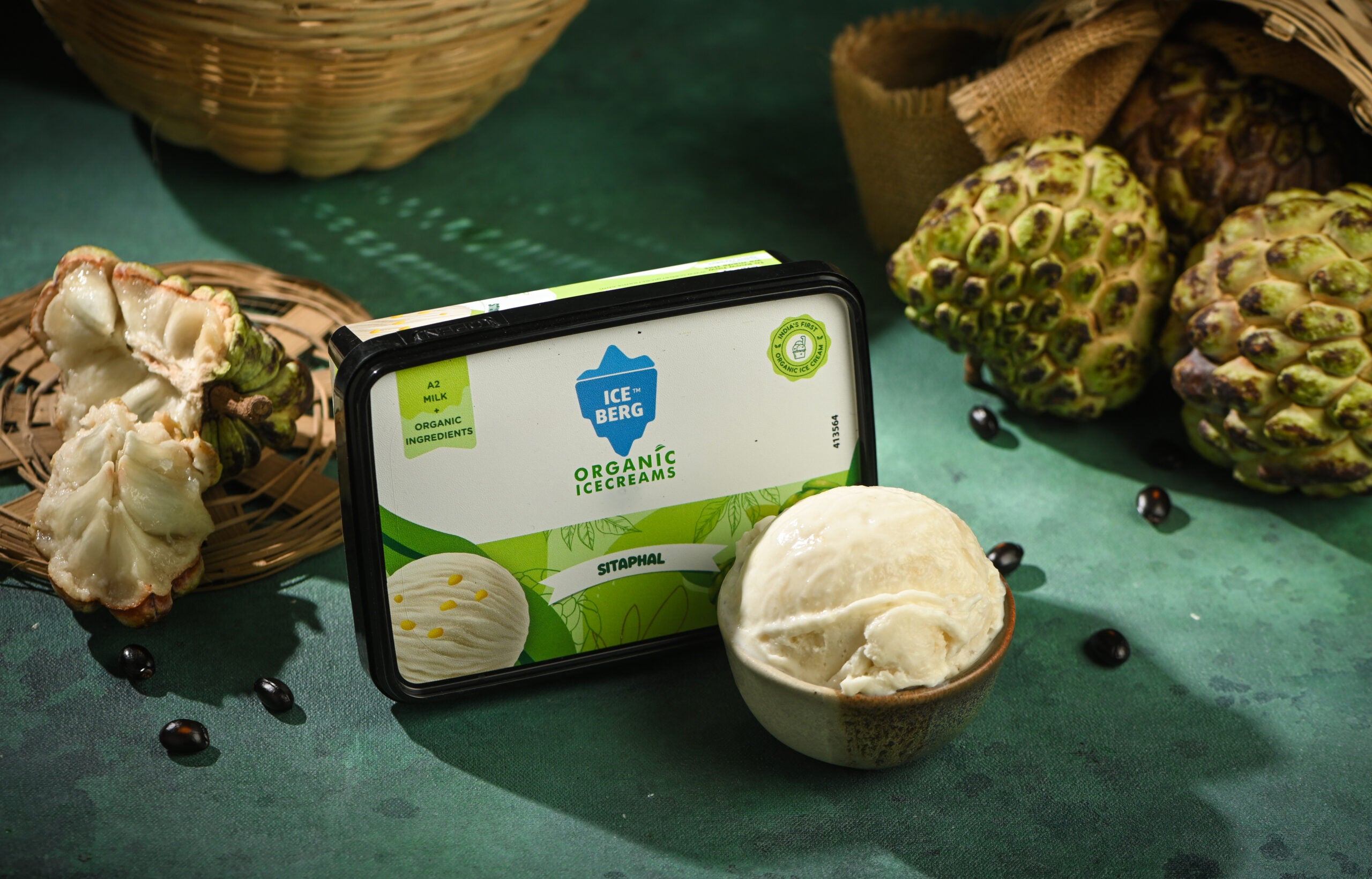 Sitaphal Ice Cream | (Made From A2 Milk &amp;amp; Sweetened With Dhaga Mishri) – Iceberg Organic Ice Cream - 400ml