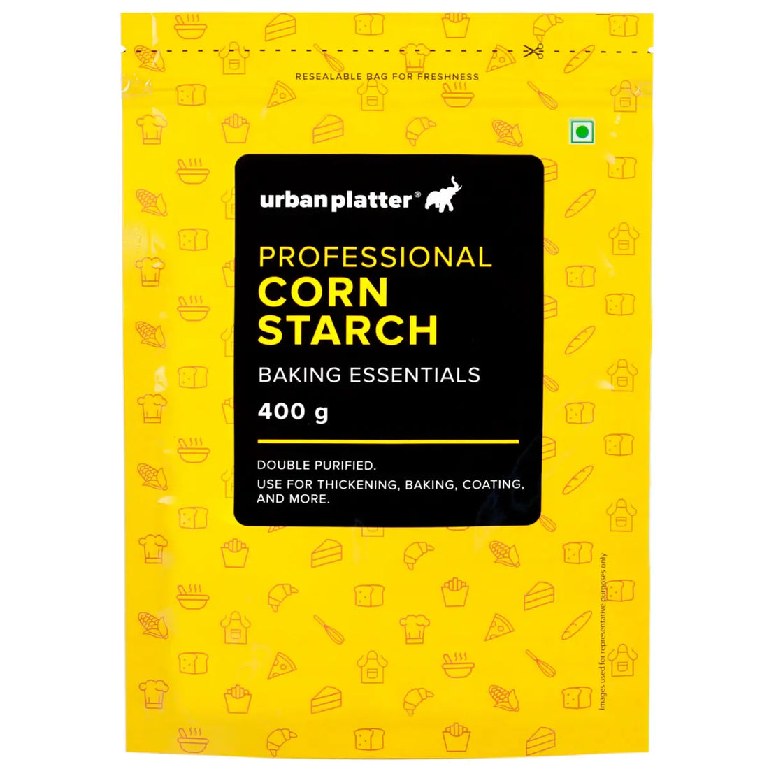 Bakers Corn Starch - Double Purified, Use For Thickening, Baking, Coating & More - Indian - Gluten Free, No Protein, Only Contains Carbohydrates  - Urban Platter - 400gm