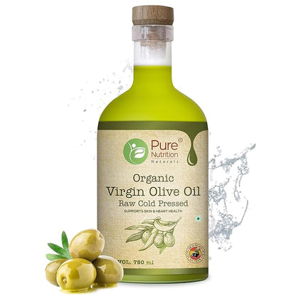 Olive Oil | Virgin Olive Oil - Raw Cold Pressed - Organic - Supports Skin &amp; Heart Health - Pure Nutrition - 750ml