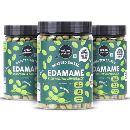 Edamame Roasted Salted (Crunchy)  - 46% Protein, 14% Fiber- Lightly Salted Young Green Soybeans- Not Fried -   High In Protein &amp; Diabetic Friendly - Urban Platter - 150gm