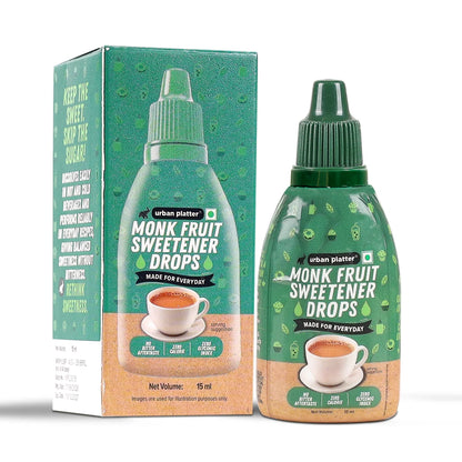 Monk Fruit Sweetener Drops  -Zero Calorie - No Erythritol - No Bitter Aftertaste - For Tea, Coffee &amp; Beverages-Glycemic Index - Urban Platter – 15ml