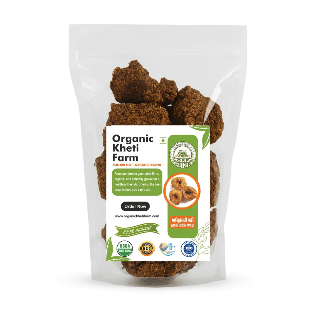 Organic Amritsari Wadi - 100% Organic, Vegetarian - USDA Organic -Preservative Free - No Chemicals, Non-GMO &amp; No Artificial colors -Organic Kheti Farm- 250gm