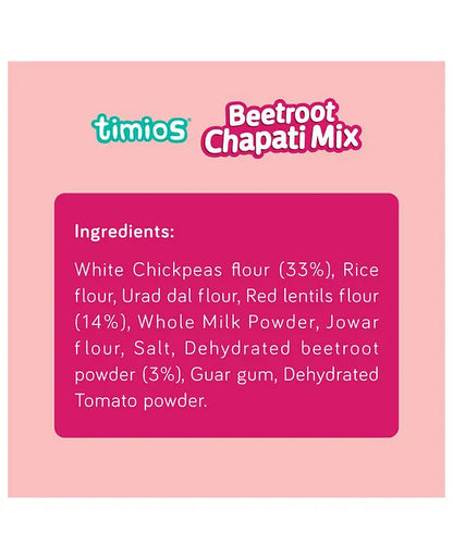 Flour | Beetroot Chapati Mix – Gluten Free, Rich in Protein High Fiber - Made With Chickpeas &amp; Red lentils - Timios – 300gm