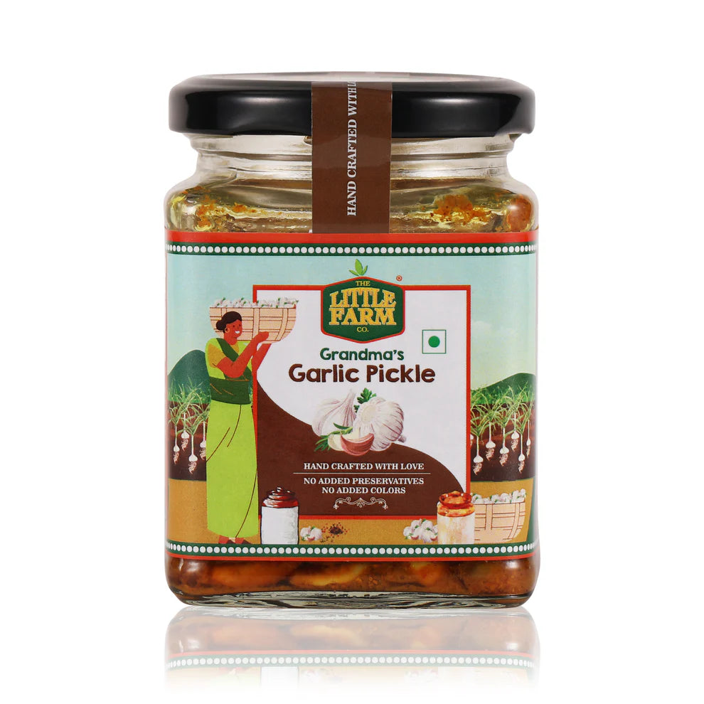 Pickle | Garlic Pickle -No Added Colors, No Added Preservatives – The Little Farm – 450gm