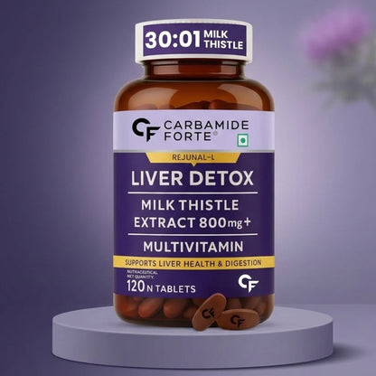 Detox | Liver Detox Milk Thistle Expract -800mg Multivatamin-Minerals-Herbs-Supports Liver Health &amp; Digestion Carbamide Forte-120 Tablets