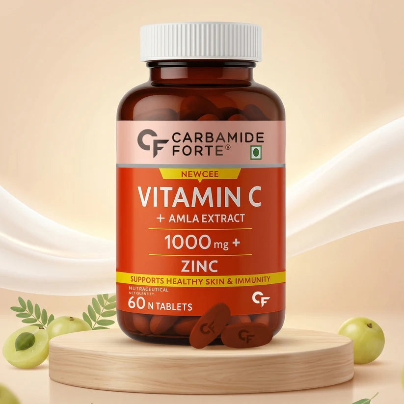 Natural Vitamin C from Amla with Zinc (1000 mg + Zinc )- Support Healthy Skin &amp; Immunity - Carbamide Forte -60 Tablets